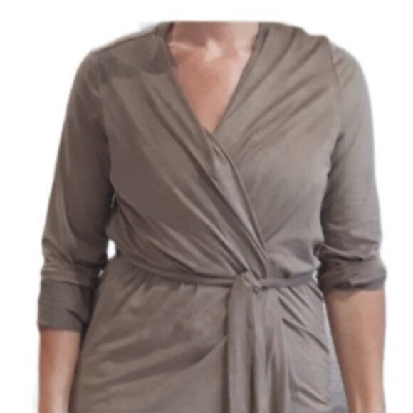 Vintage Y2K Super Soft Suedette Long Open Tie Waist Longline Trench Cardi - Picture 7 of 14